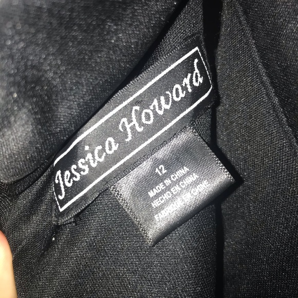 Black prom dress with white floral design&crystals - Picture 4 of 5